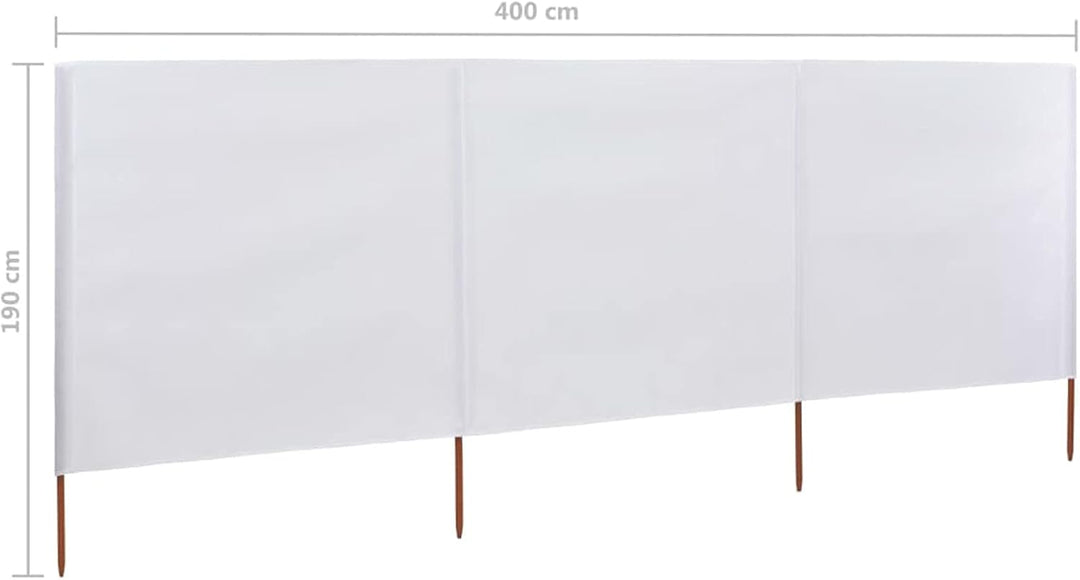 Homgoday 3 Paneele Windschutz Stoff 400x160cm Sand Weiss Camping Windschutz Blocker Windblocker Gart