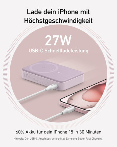 Anker MagGo Power Bank, Qi2-zertifiziertes 15W schnelles MagSafe-kompatibles mobiles Ladegerät, 10.0