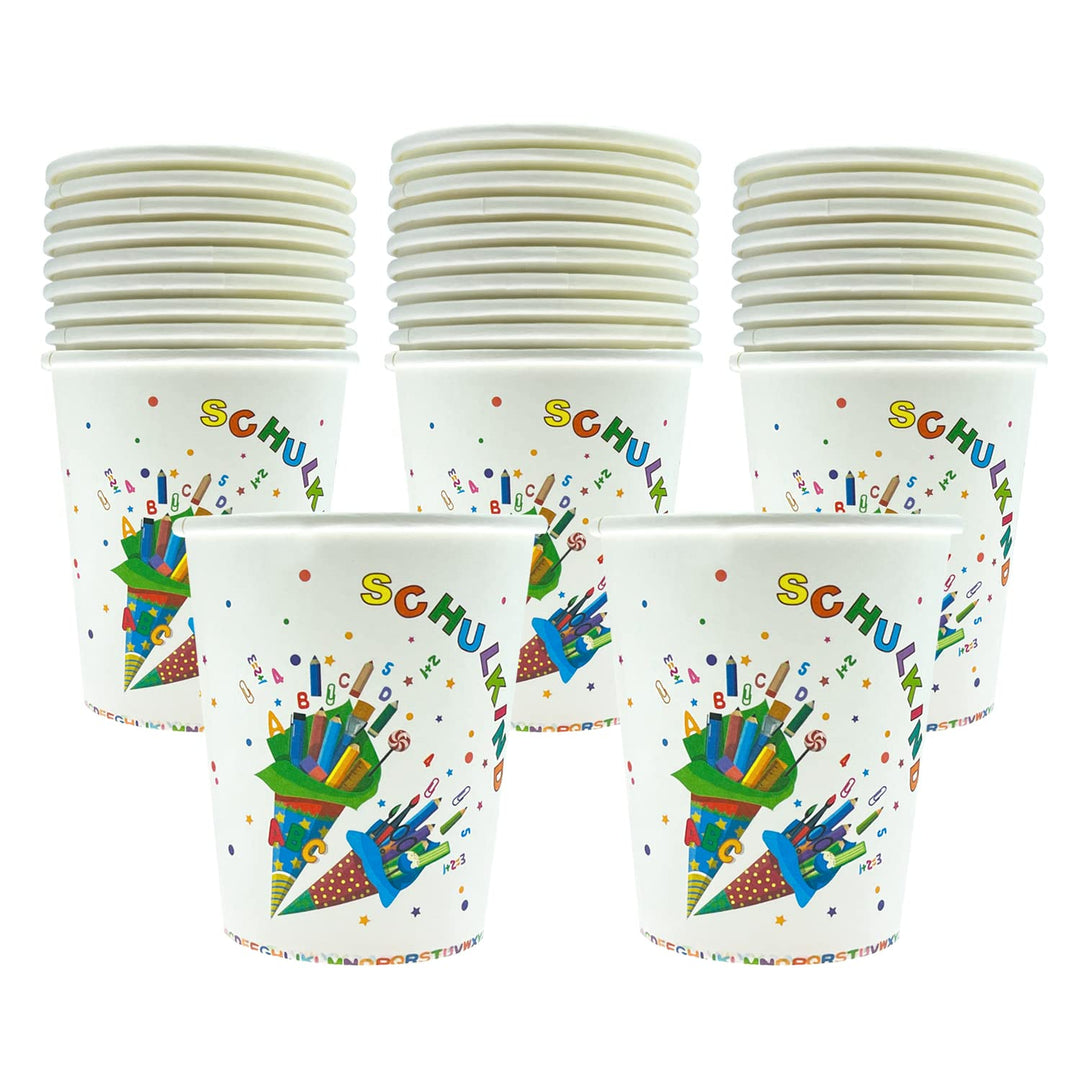 Oblique Unique® Schulkind Party Pappbecher Set Papierbecher Trinkbecher für Schuleinführung Einschul