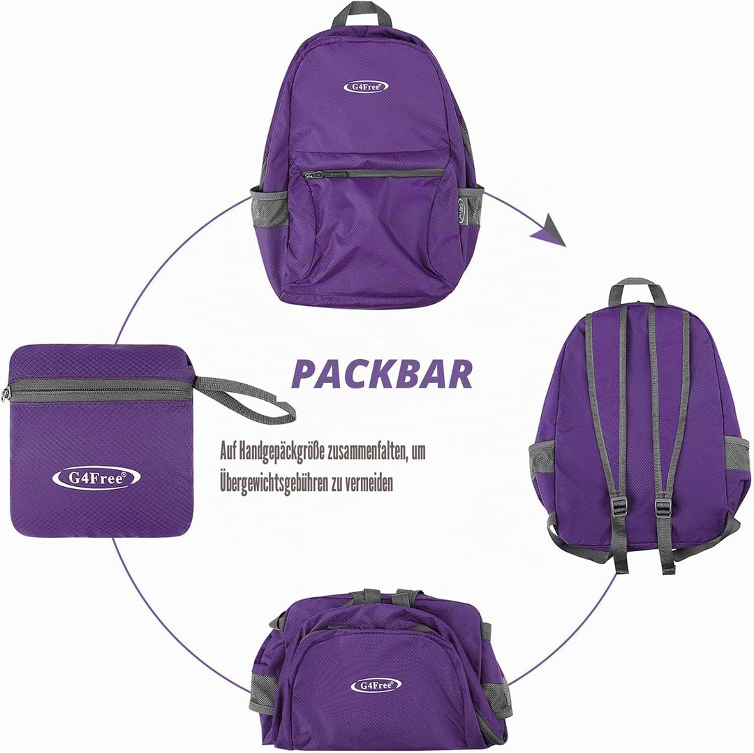 G4Free 20L Faltbarer Rucksack Ultraleichter Wanderrucksack Daypack für Männer Frauen und Kinder für