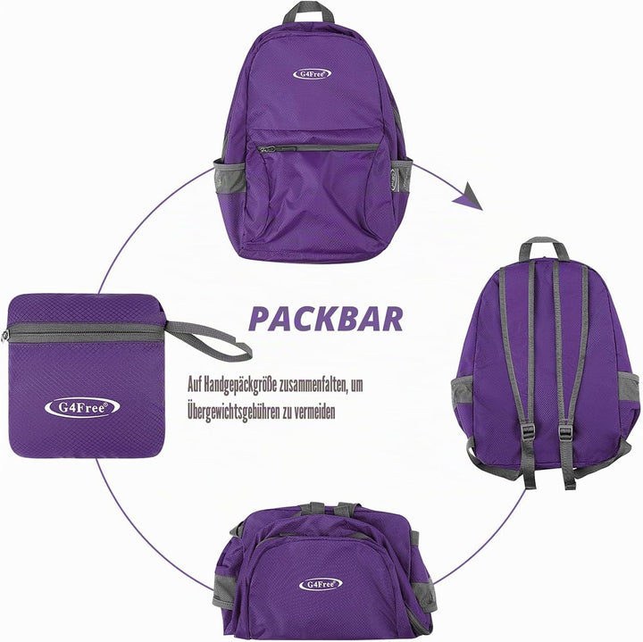 G4Free 20L Faltbarer Rucksack Ultraleichter Wanderrucksack Daypack für Männer Frauen und Kinder für