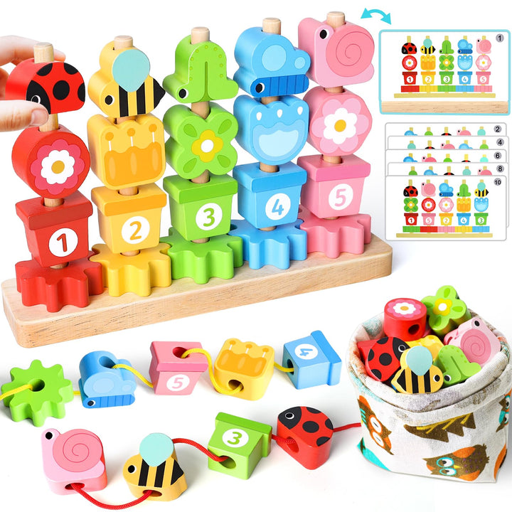 Montessori Spielzeug ab 2 3 4 Jahre: Geschenk Junge Mädchen 2-5 Jahre Kinderspielzeug Fädelspiel Hol