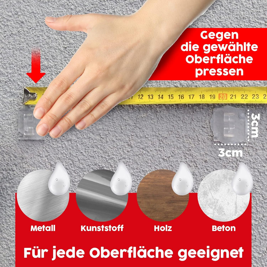 Klebehaken für Katzennetz Balkon, 20 Stück mit Montagekleber 30ml, extra stark – ohne Bohren, transp