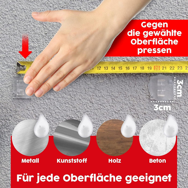 Klebehaken für Katzennetz Balkon, 20 Stück mit Montagekleber 30ml, extra stark – ohne Bohren, transp
