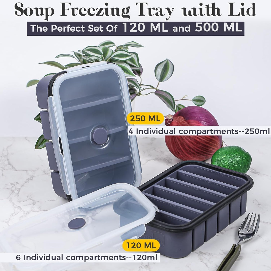 webake Suppen Einfrieren Behälter 2 Stück Silikon Gefrierbehälter mit Deckel 250ml 120ml Silikon Gef