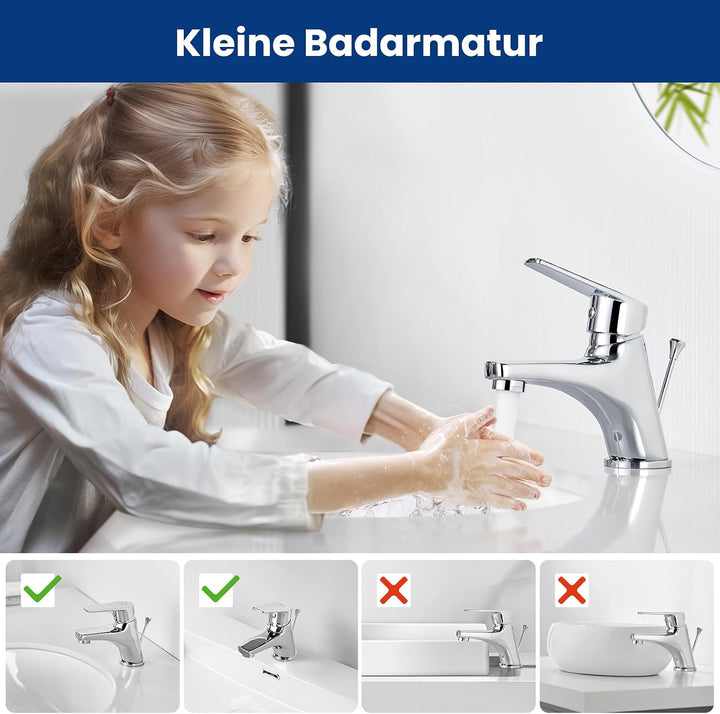 CECIPA Waschtischarmatur Bad mit Zugstange, Wasserhahn für Waschbecken mit Ablaufgarnitur, Mischbatt