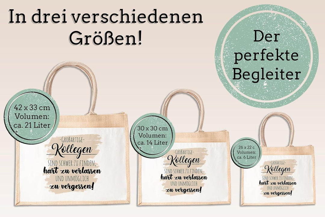 LIEBTASTISCH - Nachhaltige Jutetasche - Grossartige Kollegen sind schwer zu finden - Geschenkidee zu