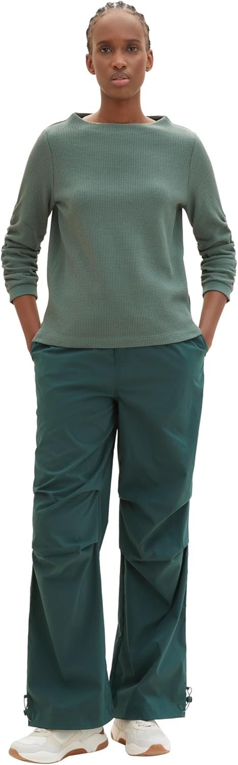 Tom Tailor Denim Damen 1034290 Sweatshirt mit Raffarm (1er Pack) M 19643 - Green Dust, M 19643 - Gre