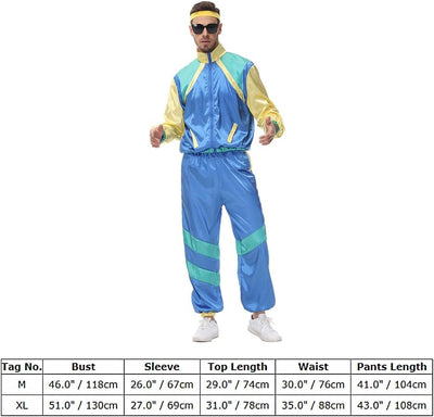 FYMNSI Herren Damen 70er 80er Jahre Outfit Trainingsanzug Jogginganzug Faschingskostüm Halloween Mot