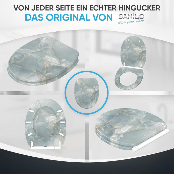 Sanilo WC Sitz mit Absenkautomatik & Schnellverschluss, Toilettendeckel per Knopfdruck abnehmbar, ei