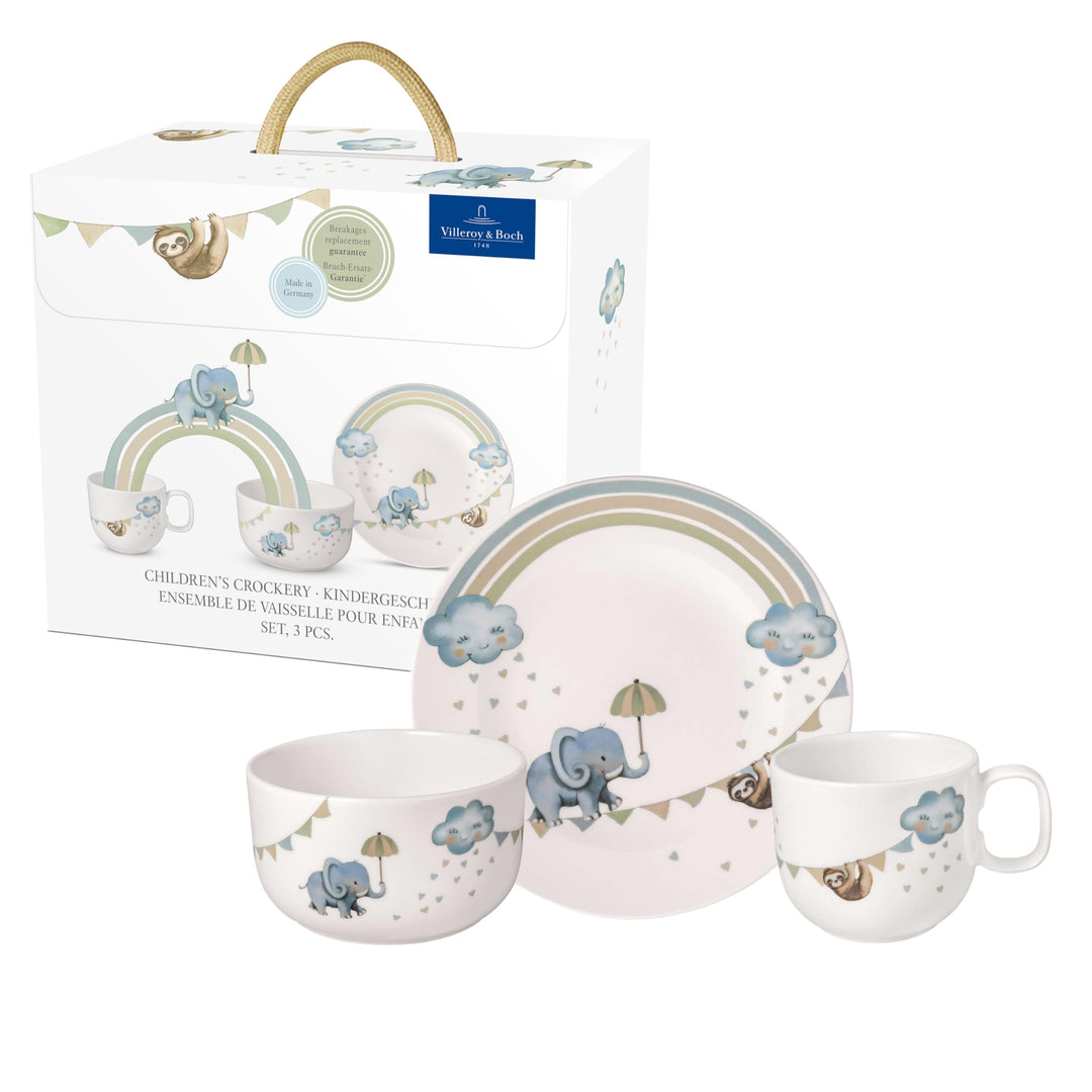 Villeroy & Boch – Boho Kids "Walk like an elephant" Kindergeschirr-Set 3 teilig Blau, Spülmaschinenf