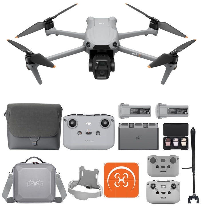 DJI Air 3S Fly More Combo (RC-N3) mit Vielseitiges Zubehör, Drohne mit 1“ CMOS Weitwinkel- & mittler