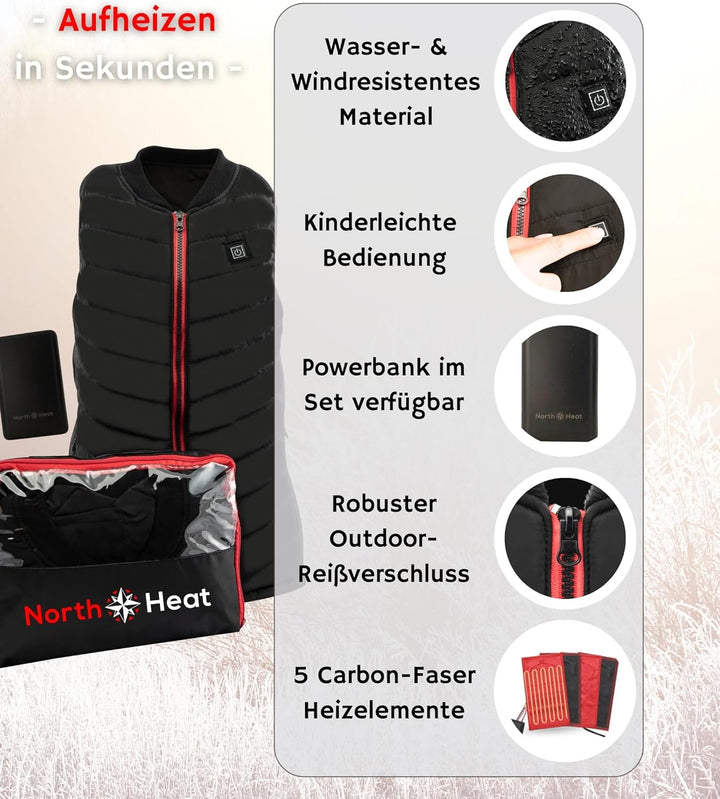 Muawo Premium beheizbare Weste | Grösse XS - XXL | Heizweste für Damen und Herren | Kleidung bis 55°