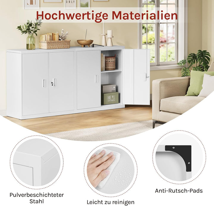 WOLTU Aktenschrank abschliessbar, Ordnerschrank mit höhenverstellbarem Einlegboden, Metallschrank mi