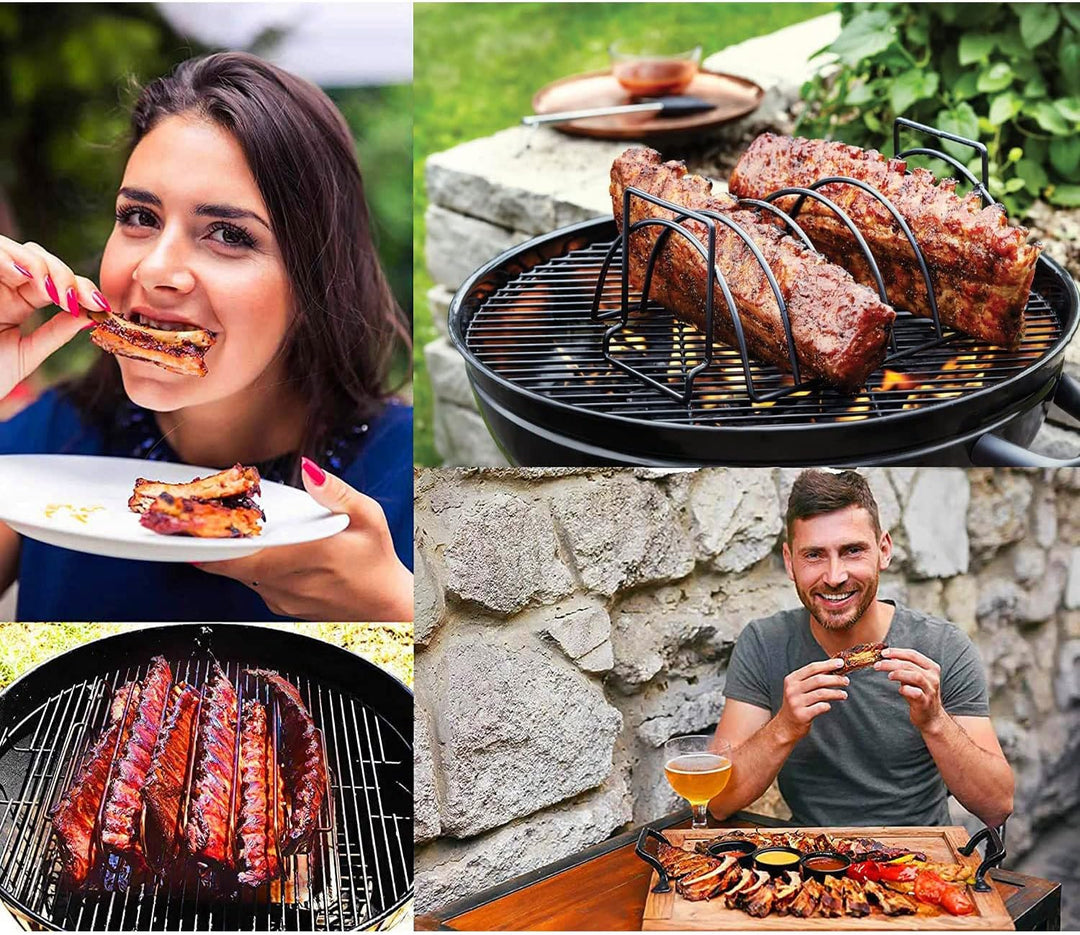 BBQ Rib Rack, Grill Rib Stand, Bratenkorb zum Grillen, Rippenhalter Grill, Metall Grill Halter Rib R