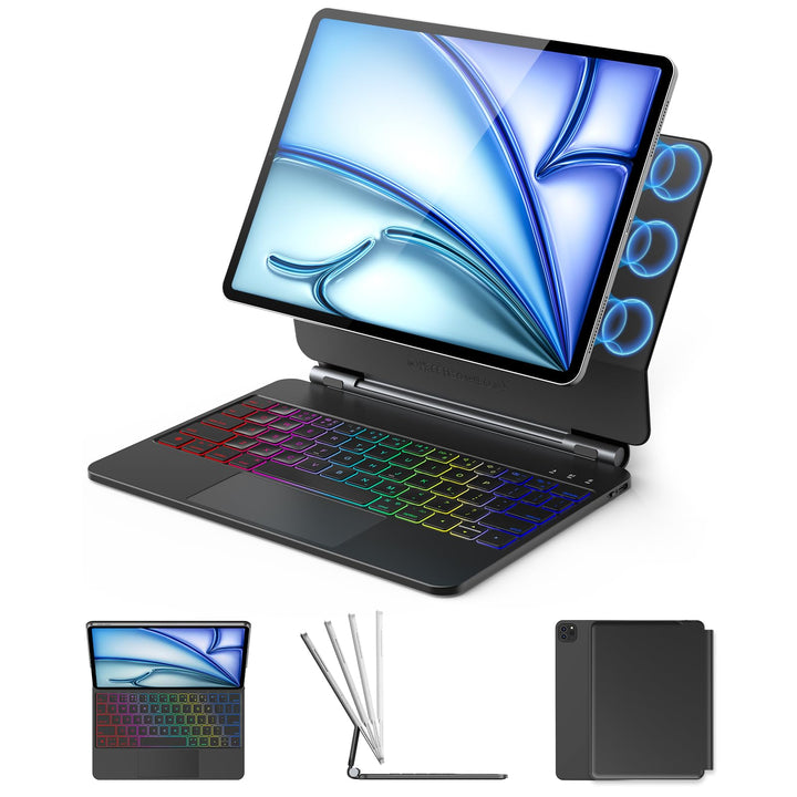 KBCASE Magnetische Tastatur Hülle für iPad Air 11 Zoll M3/M2 (2025/2024),Air 5/4 Generation Magic Ke