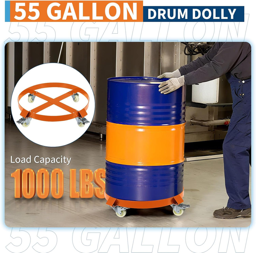 Garvee Fassroller,Rundes Rollbrett Aus Metall ø 64 cm,190L Transportroller Bis 1000 Lbs,Schwerlastro