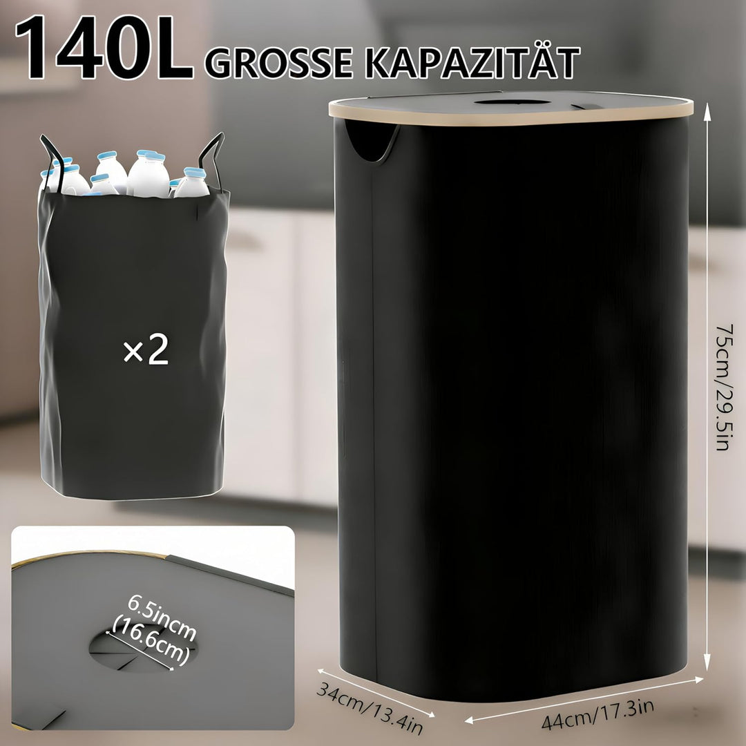 140L Pfandflaschen Sammelbehälter mit Deckel und 2 Aufbewahrungstaschen, faltbarer Sammler für Altgl