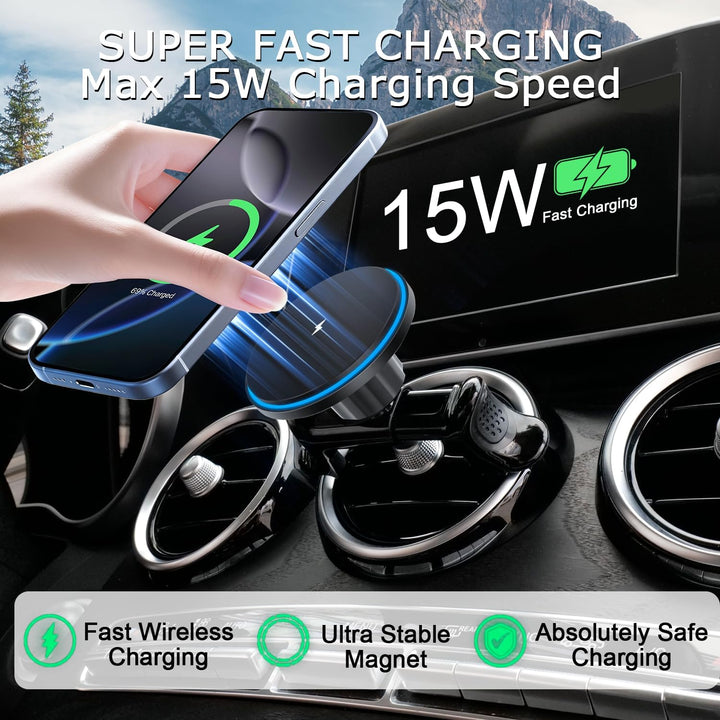 15W für Magsafe Autohalterung Handyhalterung Auto mit Ladefunktion, Runde Lüftung Für Mercede Benz A