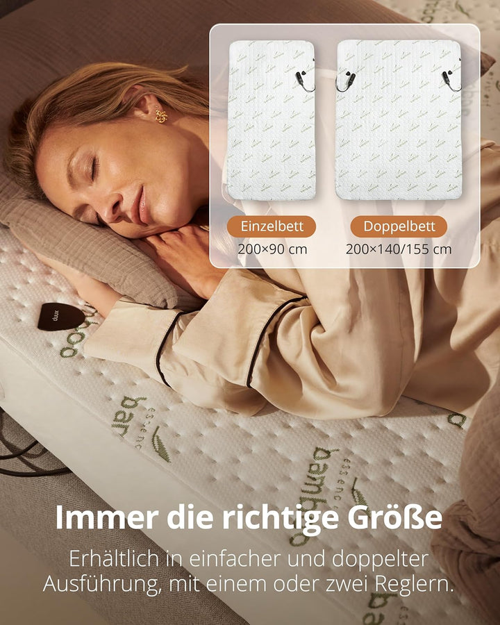 Duux Snooze Bambus Elektrische Unterdecke – Bambus Decklack – 6 Heizstufen & Timer – 2 Zonen für Kör