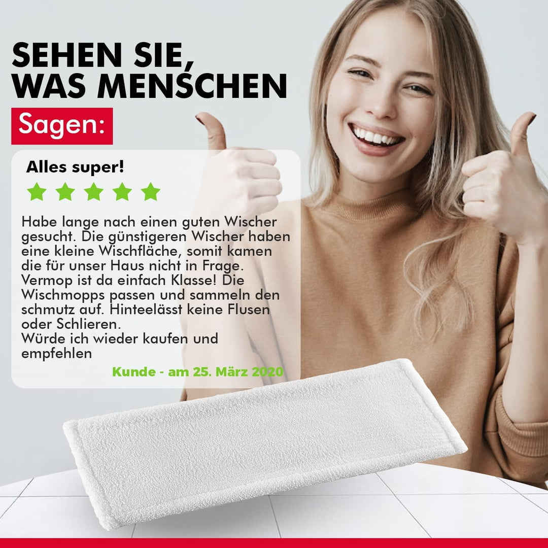 Mikrofaser Wischmop 40 cm White Ersatz für Mop Klapphalter Wischmoppbezug , für Versiegelung Reinigu
