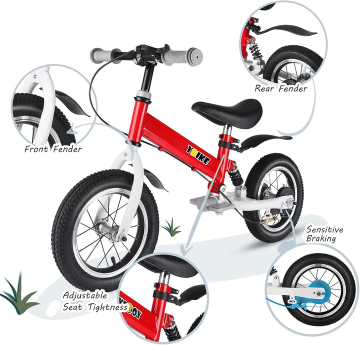 YBIKE Laufrad 2 in1, kinderfahrrad Mit Pedalen, Stossdämpfern, Schutzblechen,12 14 Zoll laufräder Ge