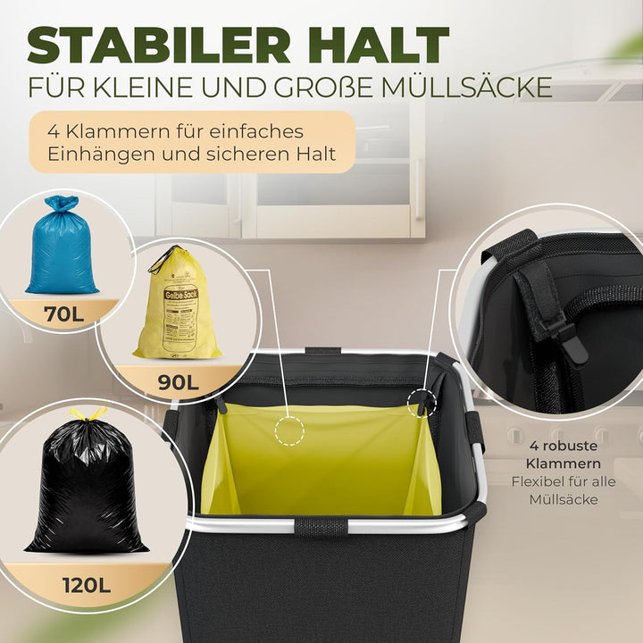 COTTARA® gelber Sack Ständer Mülleimer mit Deckel magnetisch Müllsackständer für Gelber Säcke mit Me