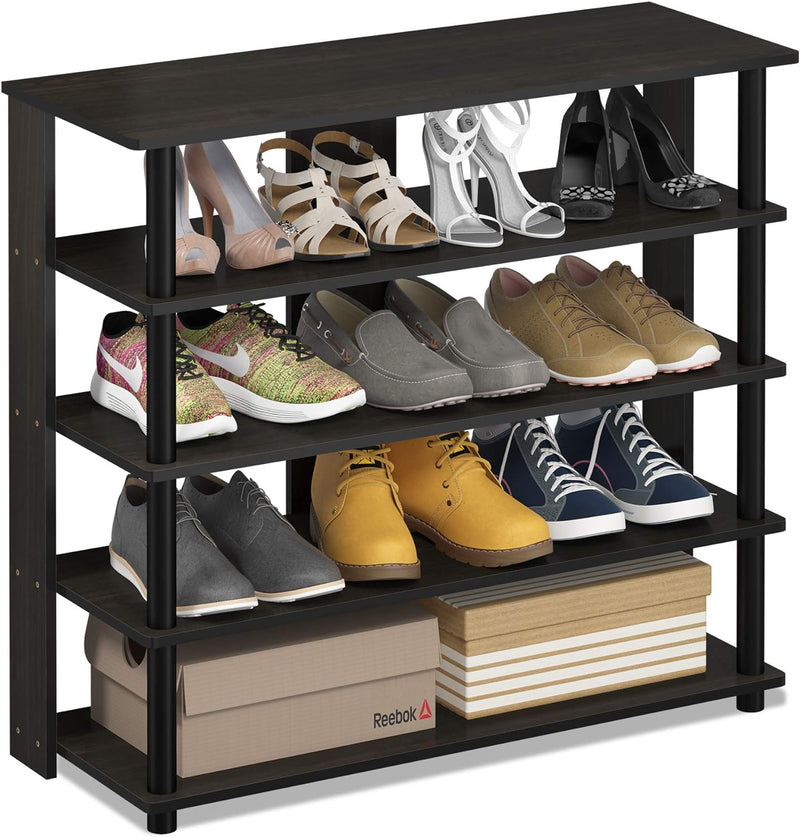 Furinno Breites Schuhregal 5 Ablageflächen, holz, Espresso, 29.97 x 80 x 74.8 cm 5-Tier Wide Espress