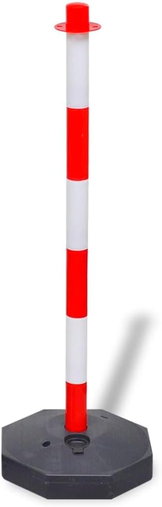vidaXL Absperrpfosten Kettenständer Poller mit 10m Kunstoffkette Absperrkette 2 Stck Rot