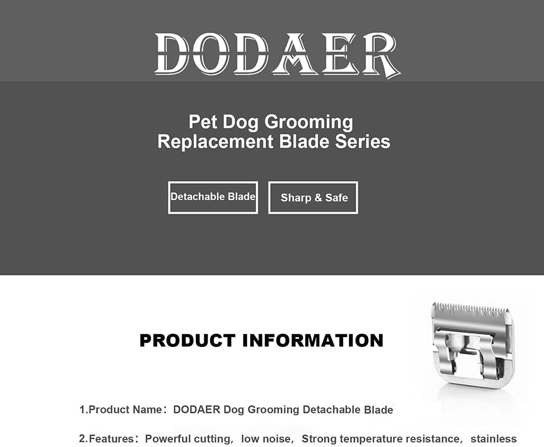 DODAER Grösse 7F/5F/4F/3F, abnehmbare Fellpflege-Klingen aus Edelstahl, kompatibel mit Andis, Oster