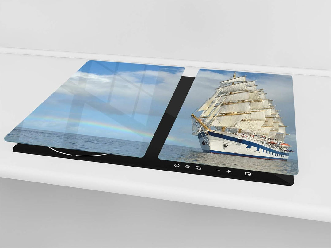 Küchenbrett aus Hartglas und Induktionskochplattenabdeckung – Schneideplatten SINGLE mit 60 x 52 cm