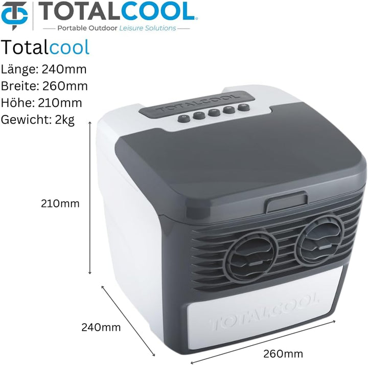 TOTALCOOL 3000 – Tragbarer Verdunstungsluftkühler 12 V/24 V/AC – Wohnwagen – Wohnmobil – Bootfahren