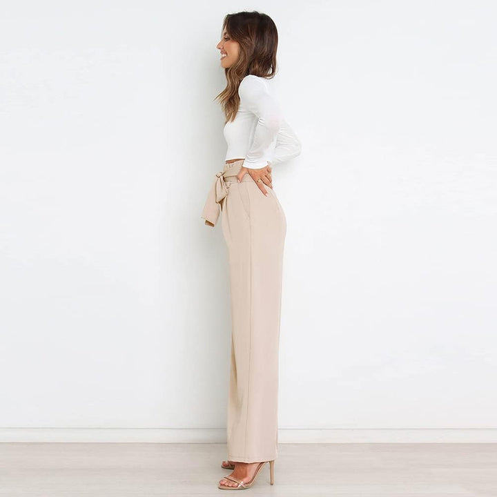 Odizli Damen Elegant High Waist Lang Weite Hose Sommer Business Festlich Anzughose mit Gürtel M Apri