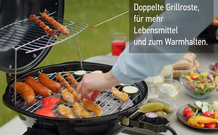 CUSIMAX Elektrogrill Tischgrill, für Innen- & Aussennutzung, Balkon, Garten & Küche, 1600W Tragbarer