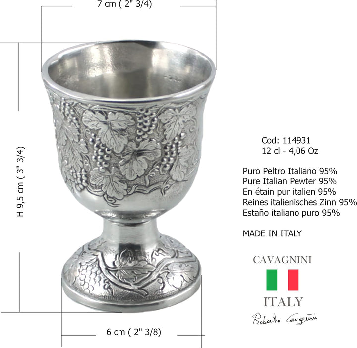 Cavagnini Italien - nein. 2 - Zinnbecher - elegante Handarbeit - alte Tradition