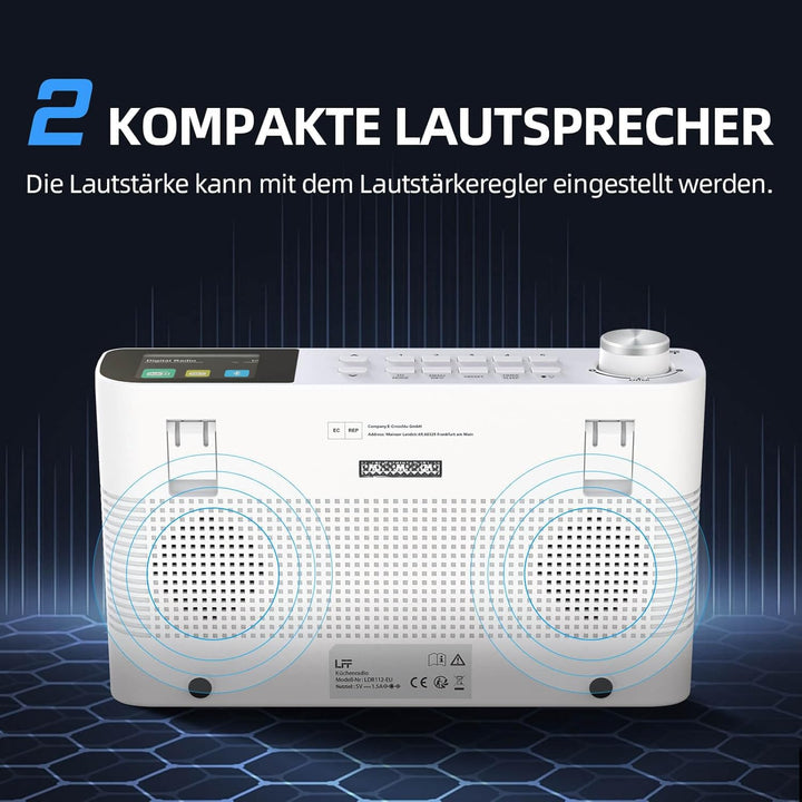 DAB Radio, LFF Küchenradio, DAB Digital Radio, DAB+ Radio Unterbau, Tragbares Küchen Radio Kabelgebu