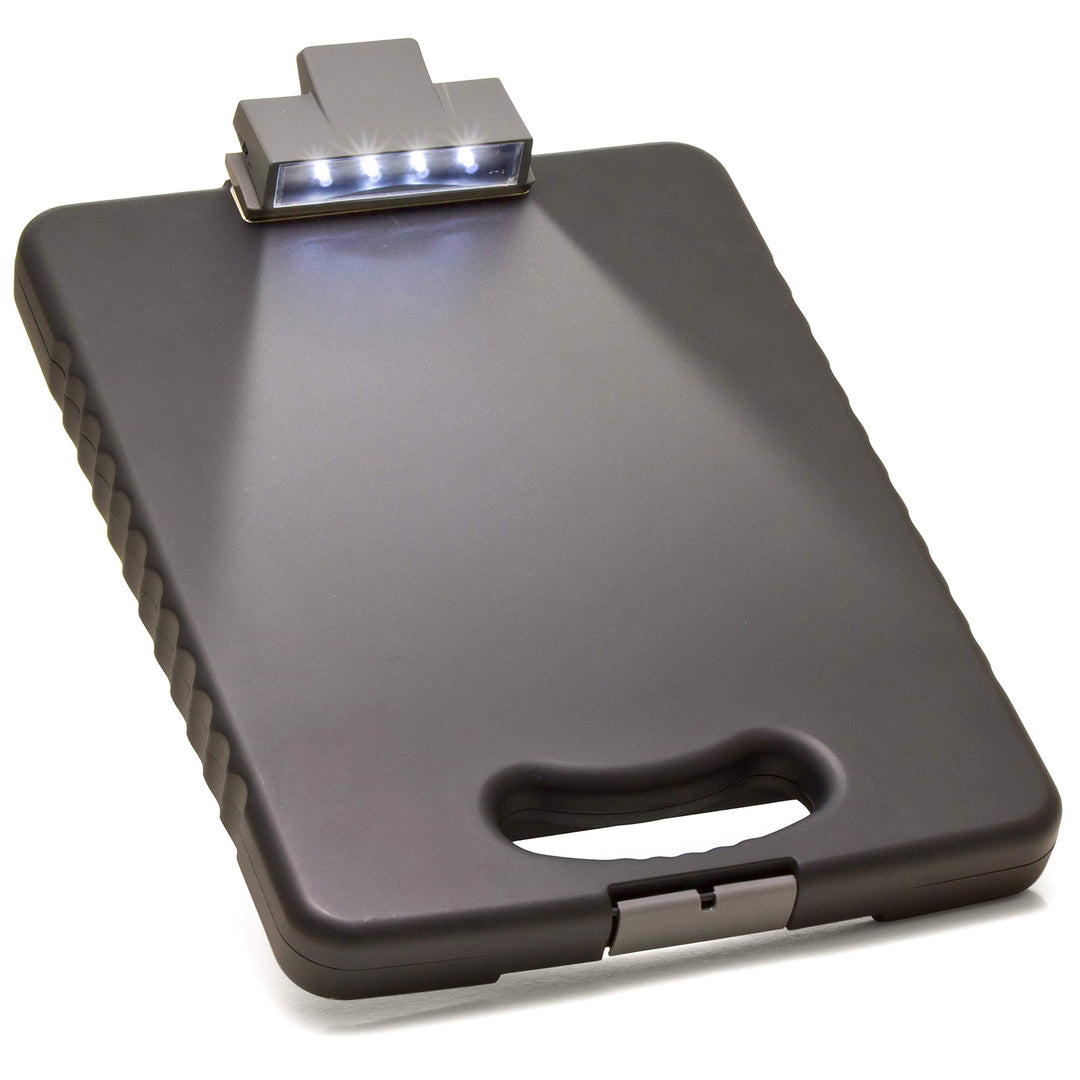Officemate 83316 Klemmbrett Deluxe mit LED Beleuchtung und Raum für Tablet Anthrazit A4 mit LED, Ant