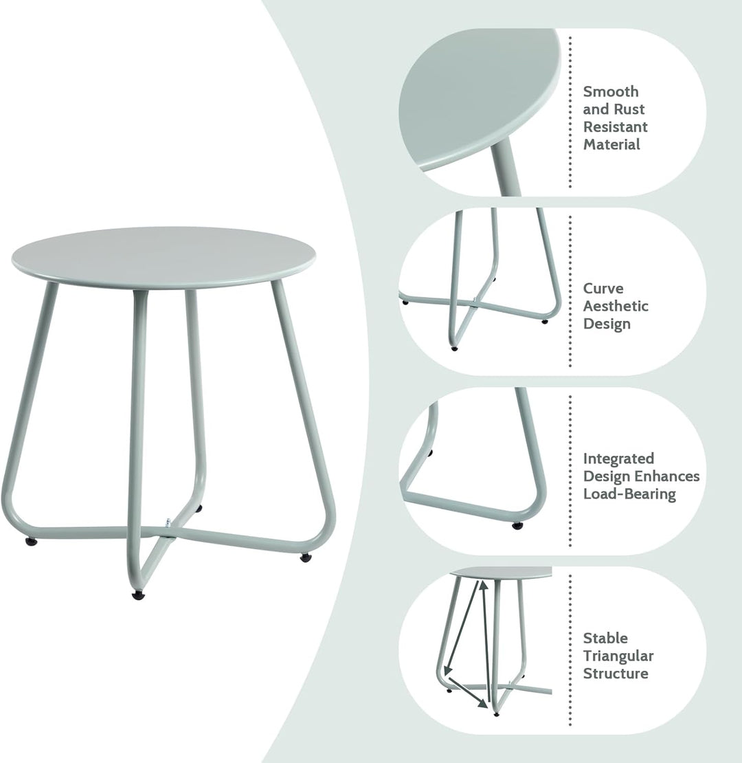 HollyHOME Beistelltisch Outdoor Balkontisch Klein Gartentisch Rund Beistelltisch Metall Wetterfest L