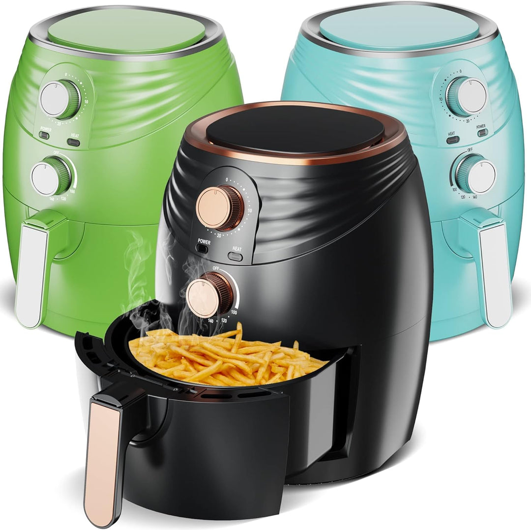 TurboTronic/Heissluftfritteuse / 3,5L / schwarz, grün. türkis / 1200W / Airfryer mit Timer bis 30 Mi