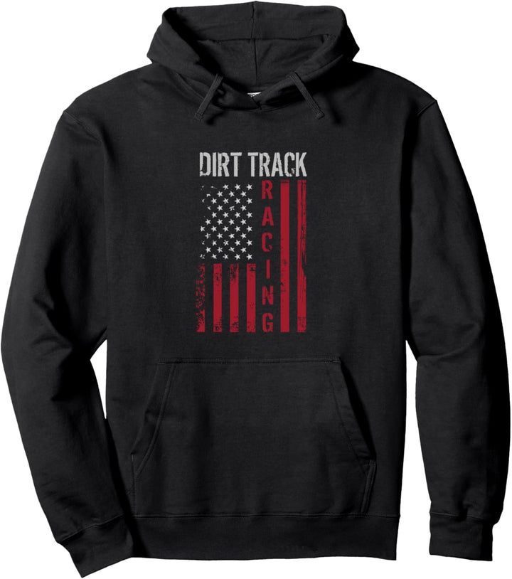 Dirt Track Racing American Flag Dirt Bike Sport Pullover Hoodie