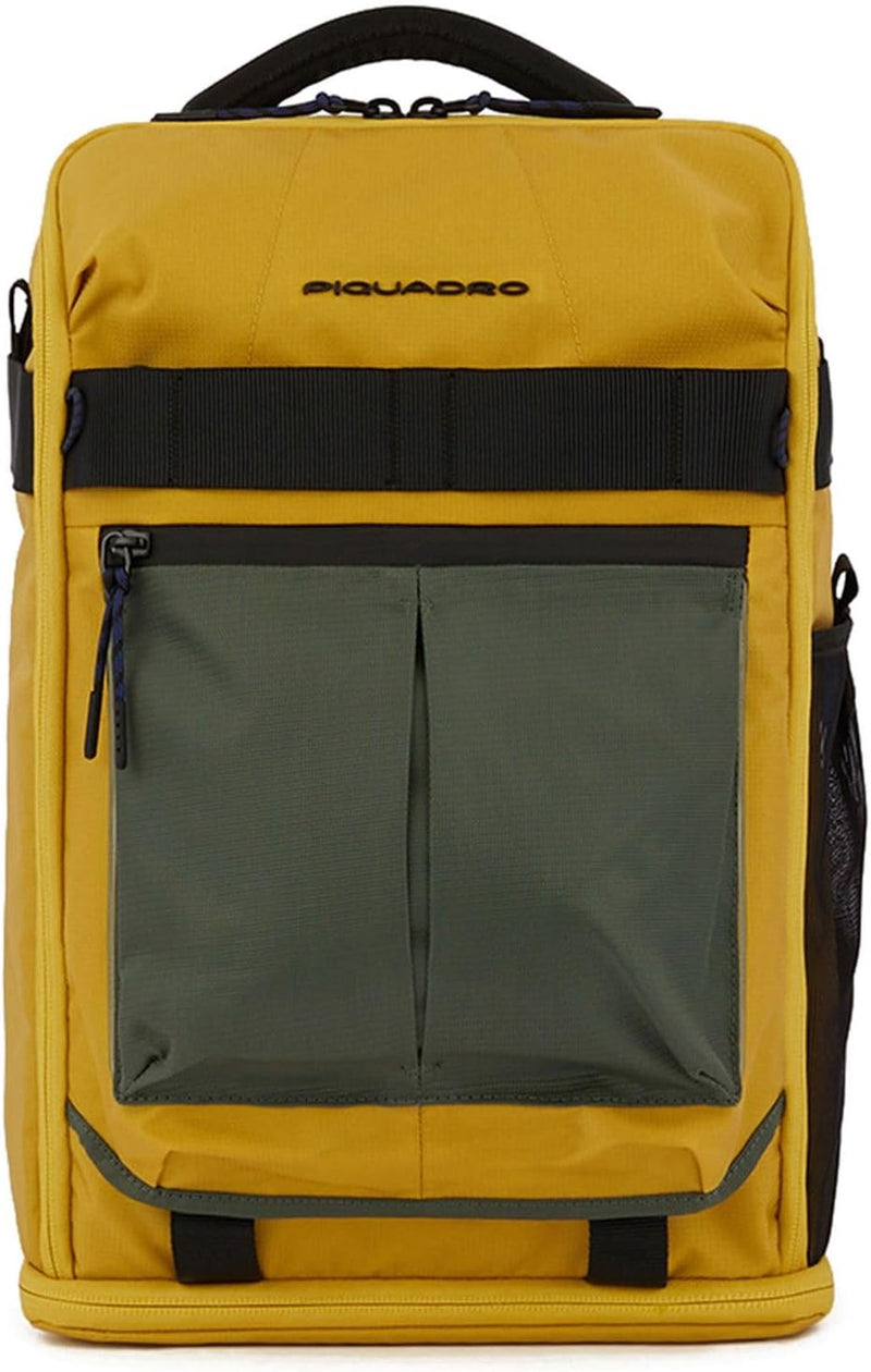 Piquadro PC-Rucksack 14 Zoll aus recyceltem Stoff mit LED-Licht, gelb, Einheitsgrösse