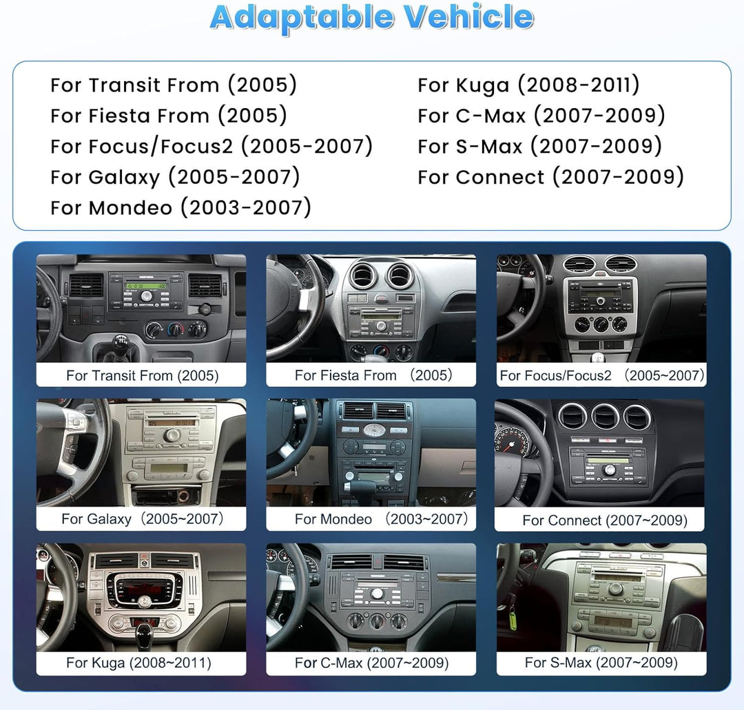[2G+64G] Hikity Autoradio Navi Für Ford Transit Fiesta Focus Mondeo Kuga Galaxy S-Max Android 13 Wir