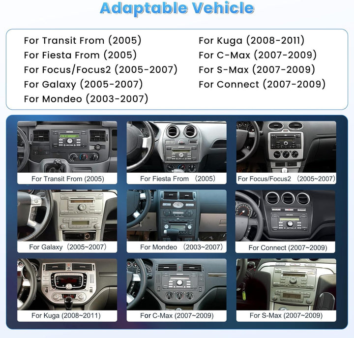 [2G+64G] Hikity Autoradio Navi Für Ford Transit Fiesta Focus Galaxy Mondeo C-Max Android Wireless Ca