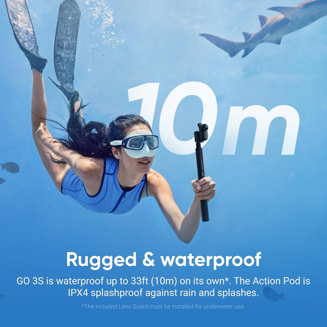 Insta360 GO 3S 128 GB Nachtschwarz- Tragbare 4K Mini-Kamera, Freihand-POVs, Überall anbringbar, Stab