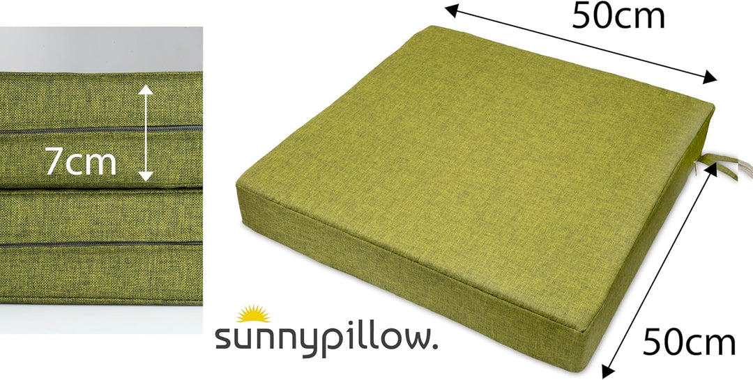 sunnypillow 2er Set Stuhlkissen 50 x 50 cm wasserdicht UV-lichtecht 7cm dick - Outdoor Polsterauflag