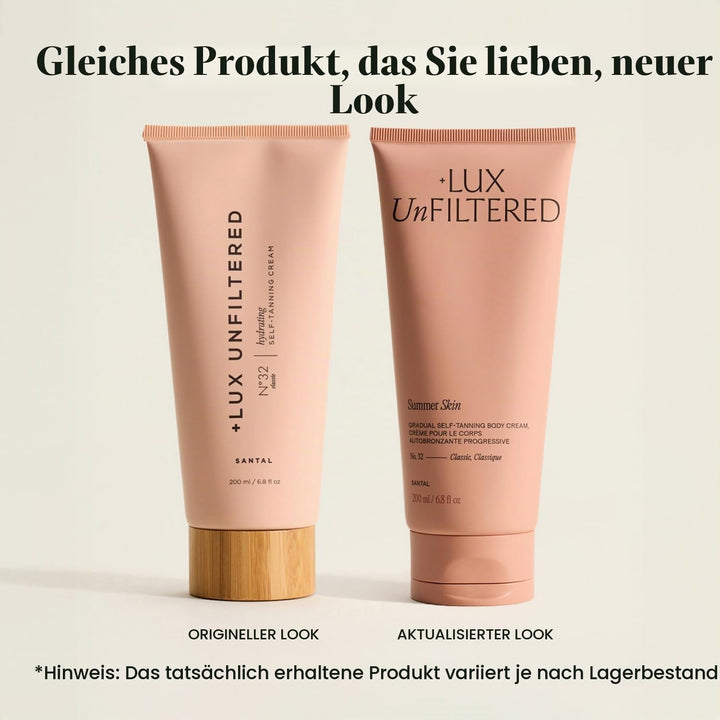 + Lux Unfiltered Santal N°32 Graduell feuchtigkeitsspendender Selbstbräuner – Selbstbräunungslotion