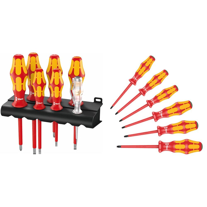 Wera 05006147001 160 i/7 Rack, VDE Isolierter Schraubendreher Satz, 7-teilig &amp; 167 i/6 Schraubendreh