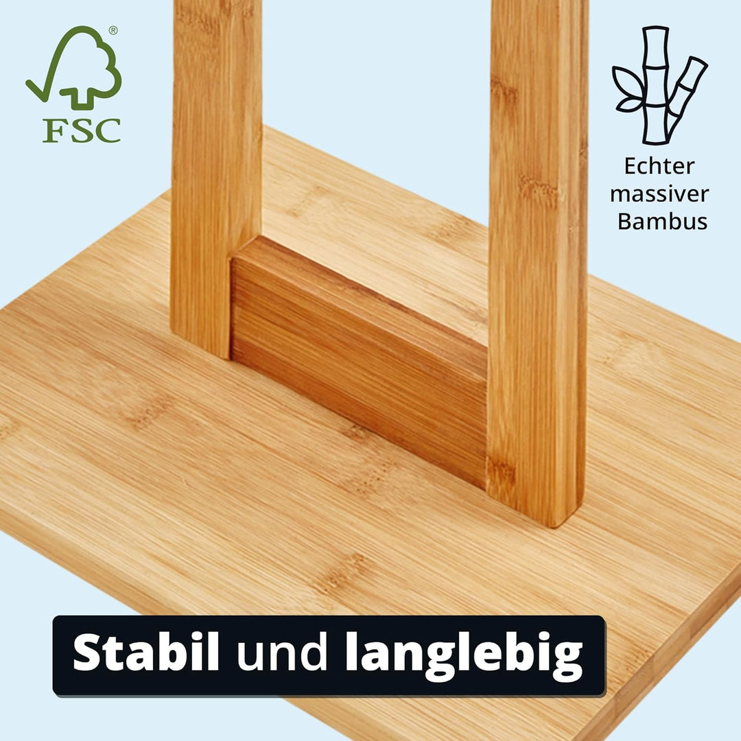 KHG Herrendiener aus Bambus Echtholz für Kleidung, Sackohalter mit Hosenbügel sowie Accessoire-Fach,