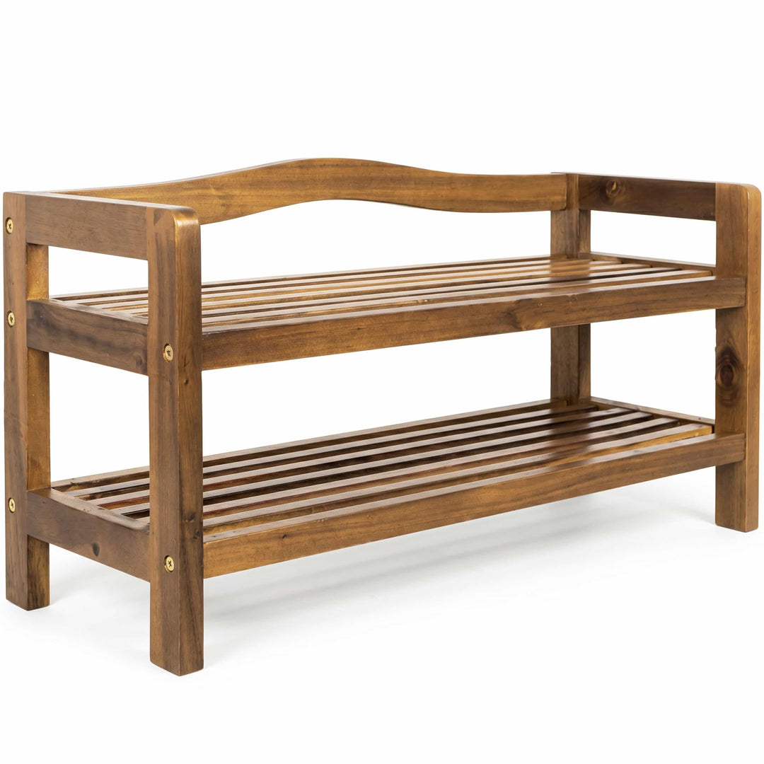 Casaria® Schuhregal mit 2 Ebenen 75x26x42cm FSC®-Zertifiziert Akazien Holz Massiv Bad Diele Flur Bad