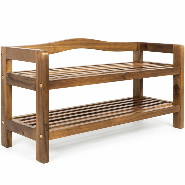 Casaria® Schuhregal mit 2 Ebenen 75x26x42cm FSC®-Zertifiziert Akazien Holz Massiv Bad Diele Flur Bad